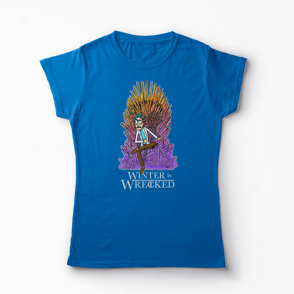 Tricou Rick Sanchez Winter is Wrecked - Femei-Albastru Regal